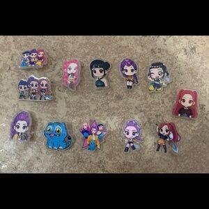 New! K-Pop Demon Hunters or Huntrix themed character charm pins. (12) Counts.